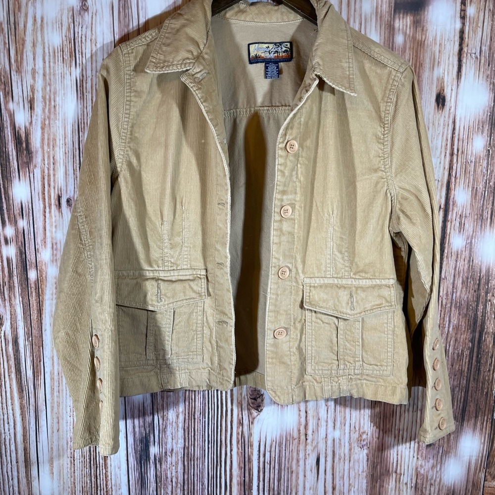 Havana jacks Tan Corduroy Button Up Jacket Size Petite Large